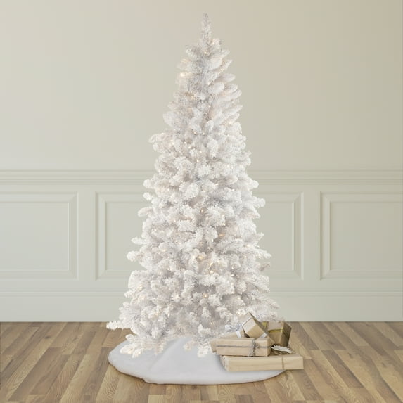 Northlight 6.5' Pre-Lit Medium Flocked Norway Pine Artificial Christmas Tree, Warm White LED Lights