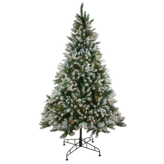 Northlight Clear Prelit Incandescent Green Frosted Sierra Fir Christmas Tree, 6.5'