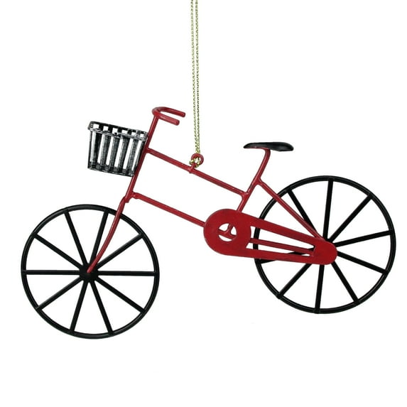 6.5" Red and Black Vintage Style Metal Bicycle Christmas Ornament