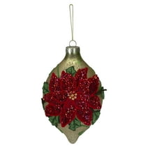 Northlight 6.5" Red and Gold Poinsettia Finial Christmas Ornament
