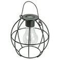 thumbnail image 1 of Northlight 6" Black Geometric Outdoor Hanging Solar Lantern with Handle, 1 of 5