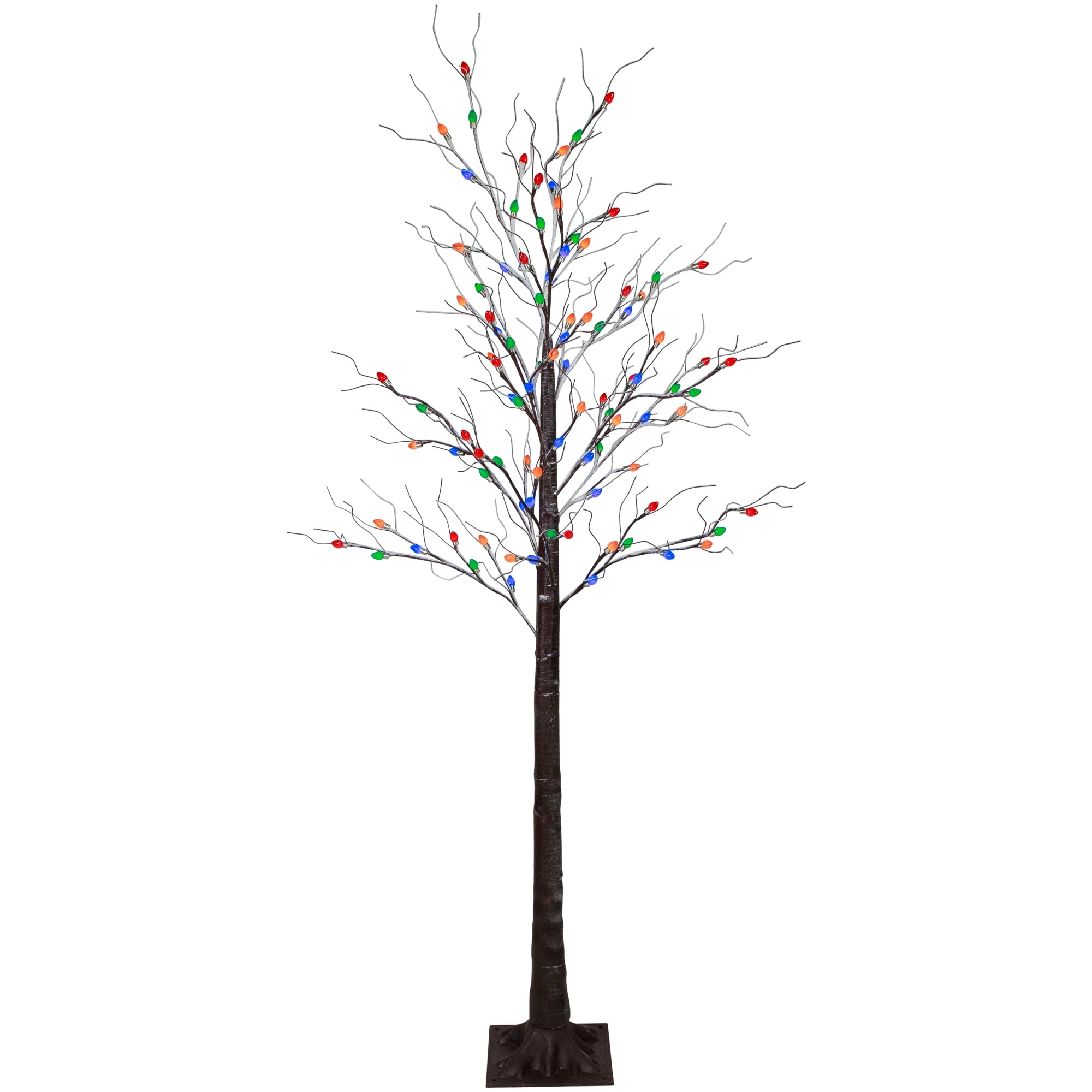 Northlight 6' Brown LED Lighted Frosted Christmas Twig Tree Multi