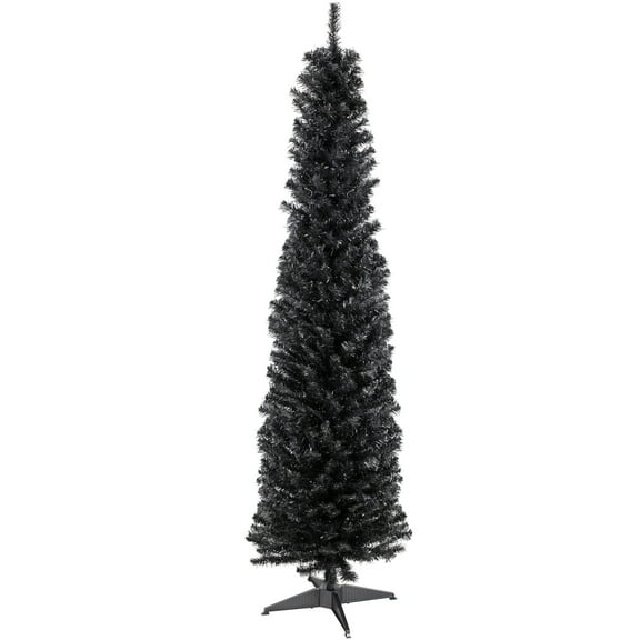 Northlight 6' Charcoal Brown Iridescent Slim Artificial Tinsel Halloween Tree, Unlit