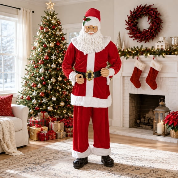 Northlight 6' Christmas Standing or Sitting Plush Santa Clause Figure