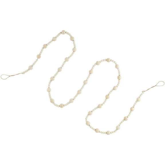 Northlight 6' Cream Wooden Beads Christmas Garland, Unlit