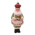 thumbnail image 1 of 6" Green and White Glittered Shatterproof Santa Chef Christmas Ornament, 1 of 2