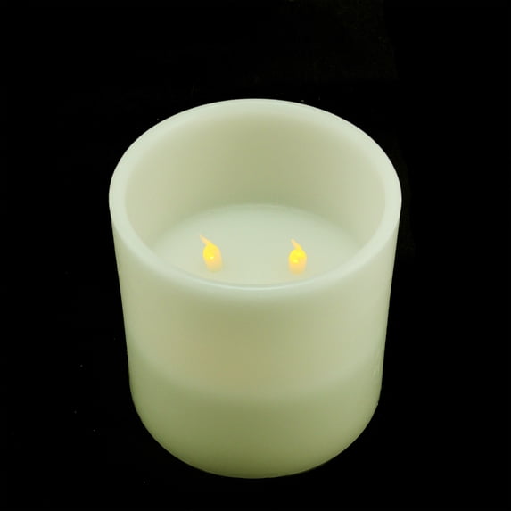 Northlight 6" Ivory Battery Operated Flameless LED Lighted 3-Wick Flickering Christmas Pillar Candle