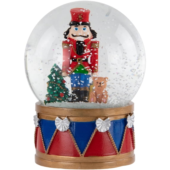 Northlight 6" Nutcracker with Teddy Bear Musical Christmas Snow Globe