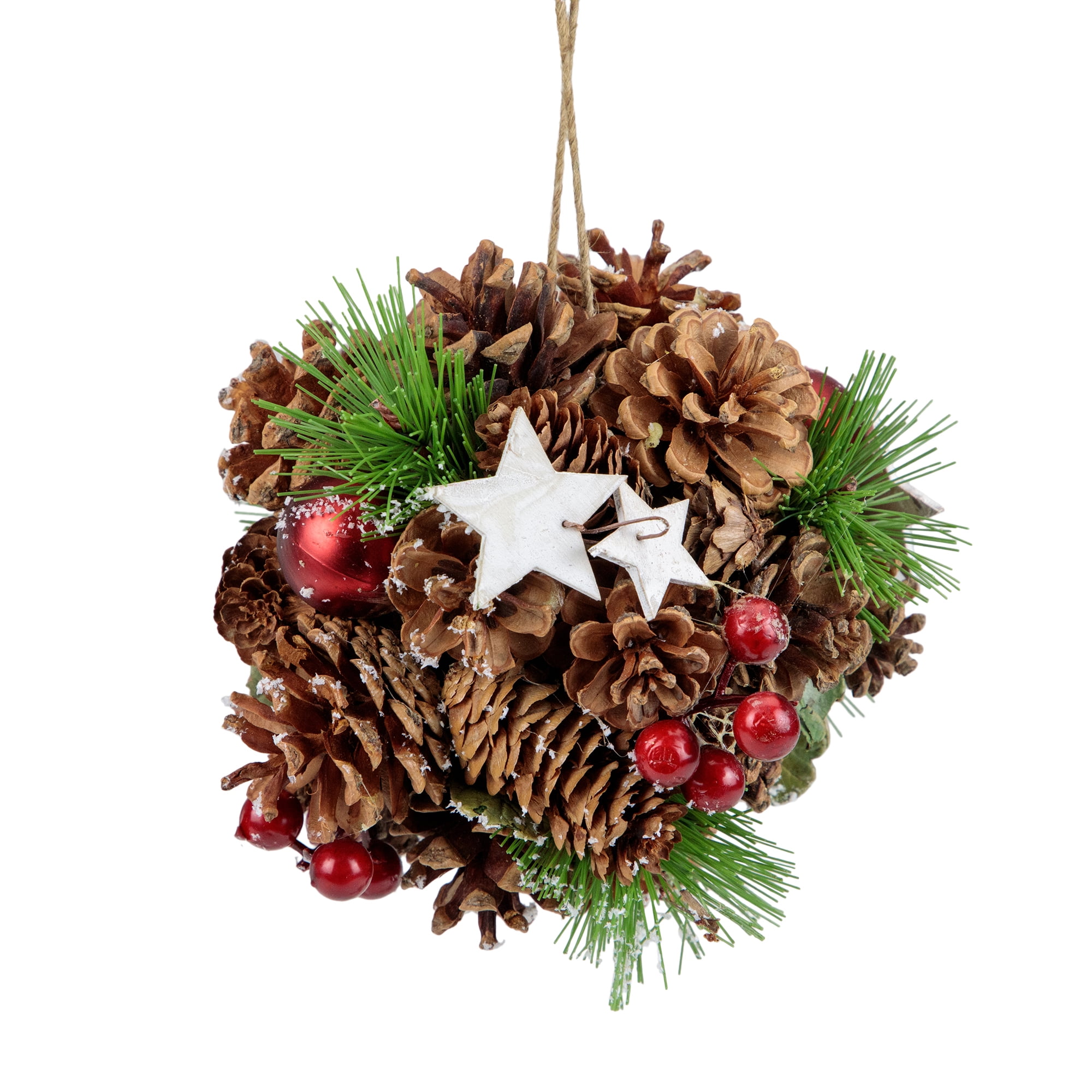 Northlight Brown Wooden Pine Cones Stars Balls Hanging Christmas Decorative Accent Ornament, 5.5"