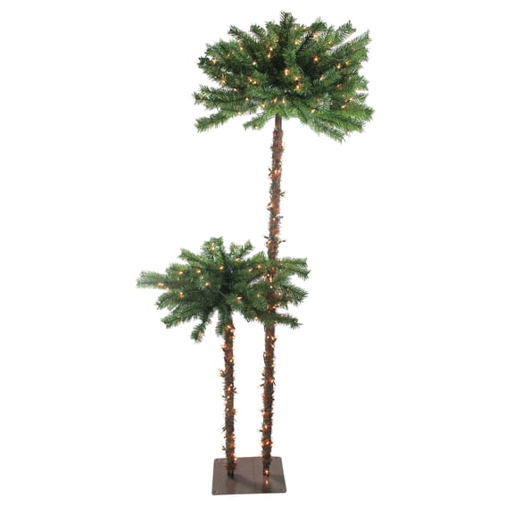 Northlight Lighted Tropical Artificial Palm Tree - 6' - Clear