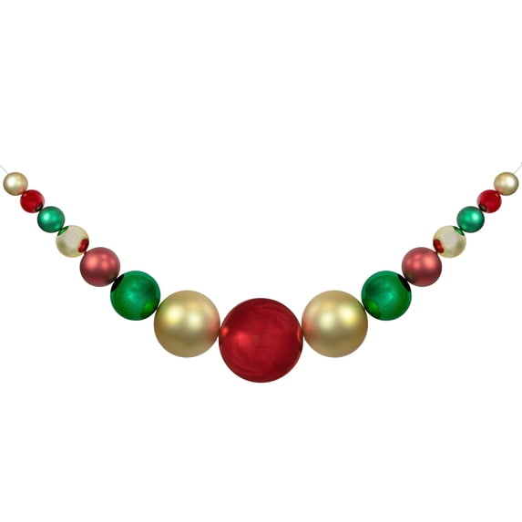 Northlight 6' Red, Gold and Green Shiny and Matte Shatterproof Ball Christmas Swag