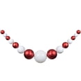 thumbnail image 1 of Northlight 6' Red and White Shiny and Matte Shatterproof Ball Christmas Swag, 1 of 5