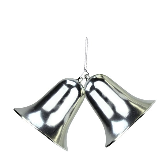 6" Shiny Silver Double Bell Shatterproof Christmas Ornament