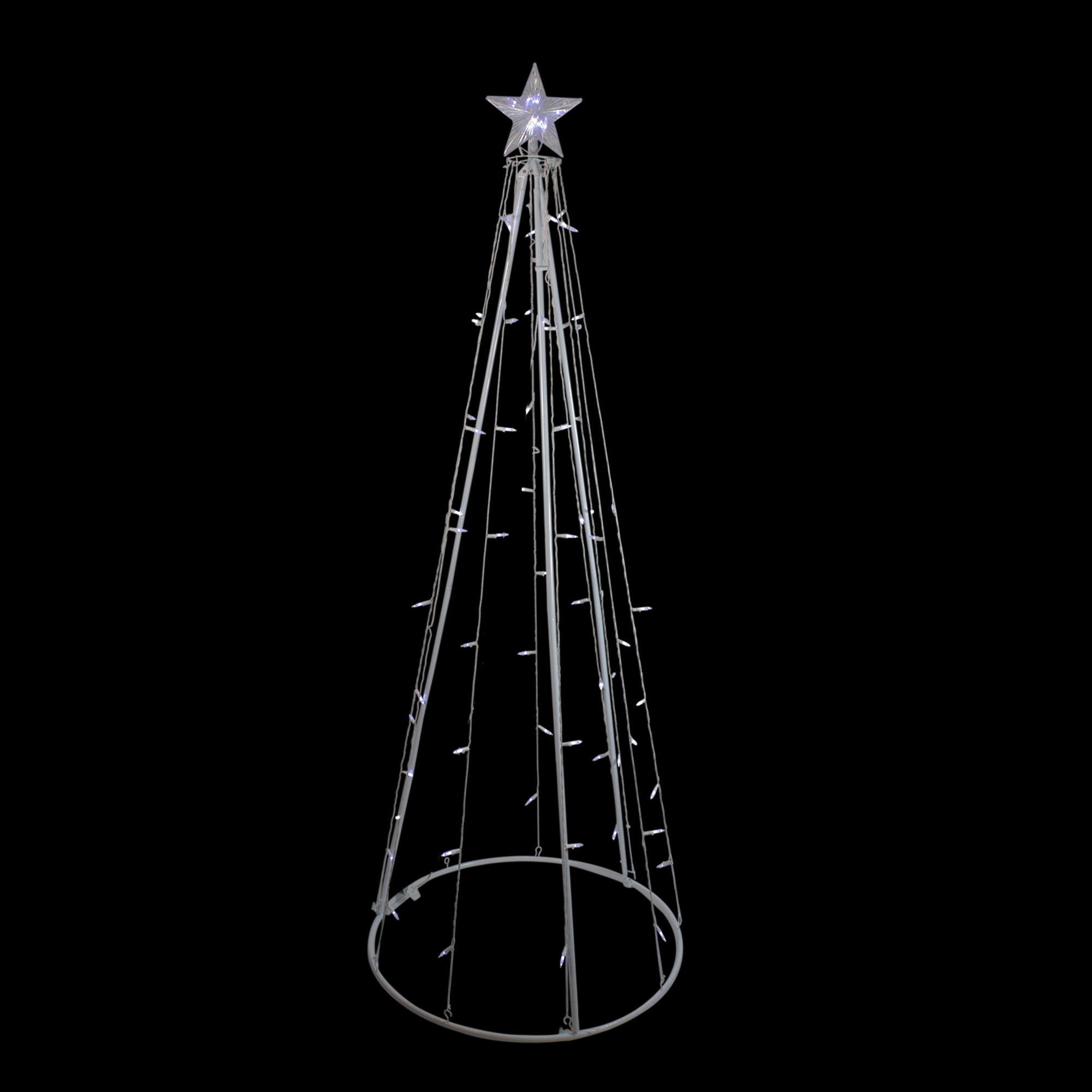Pure White LED Lighted Cone Tree with Crystalline Star Topper