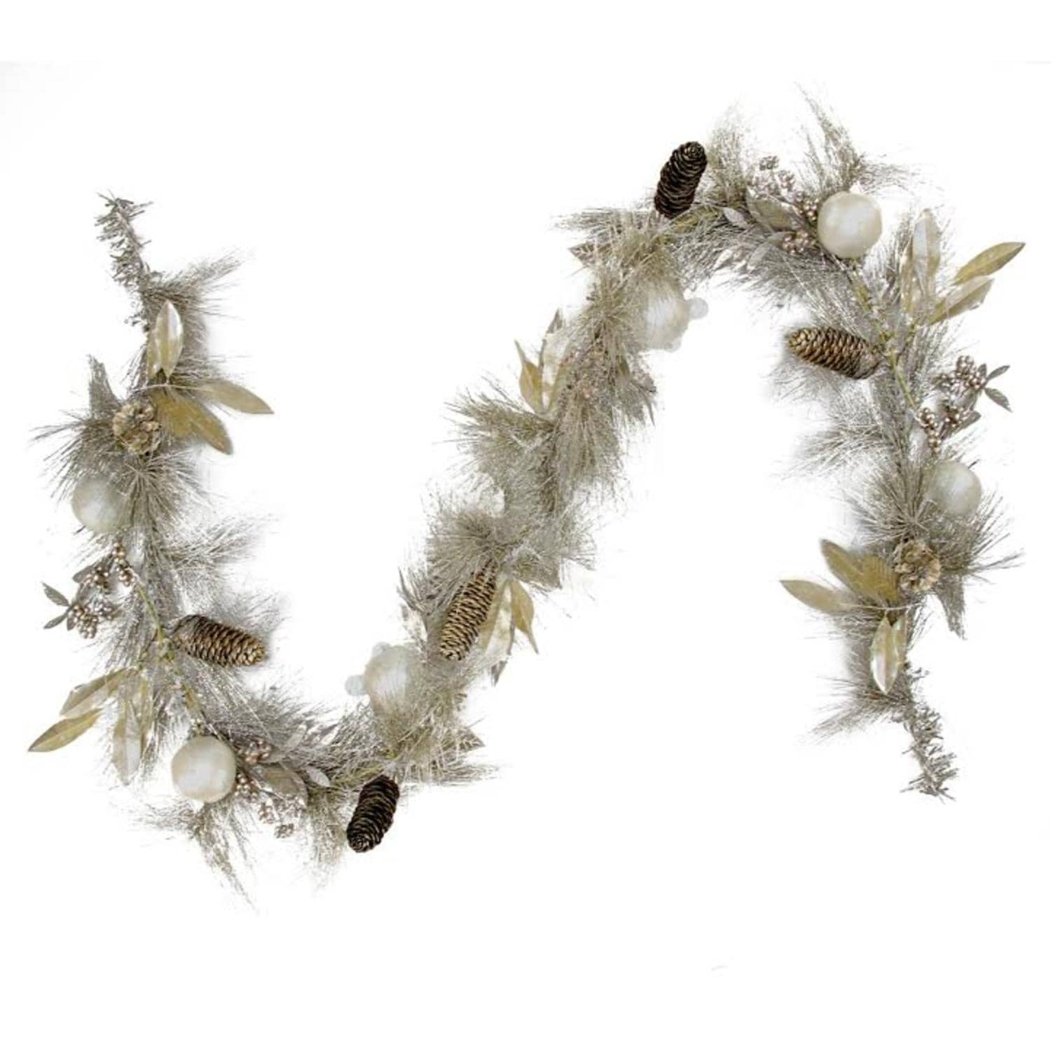6' Glitter Gold Pine Cone and Berry Christmas Garland