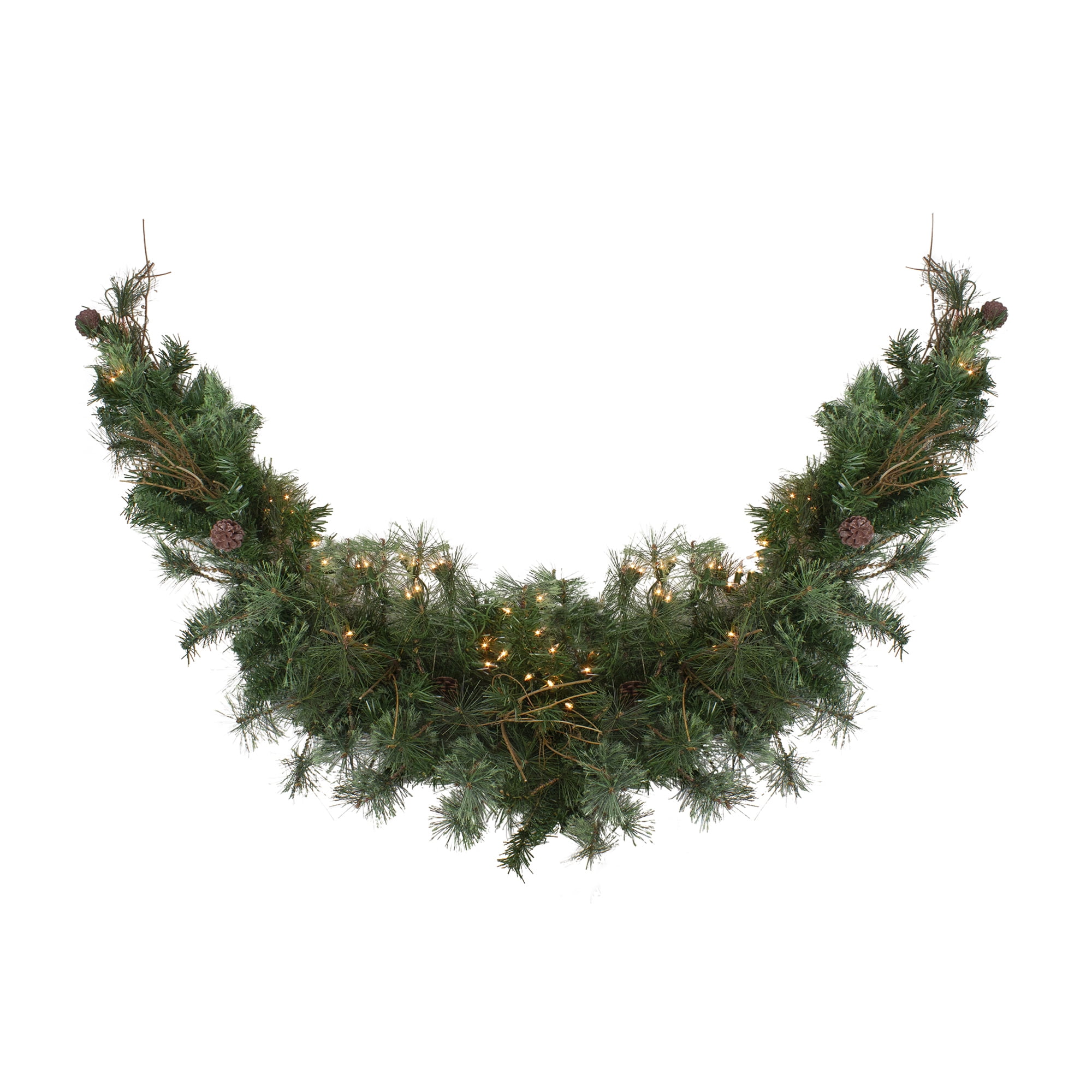 Rustic Country Charm Pre-Lit Pine & Grapevine 6' Christmas Garland