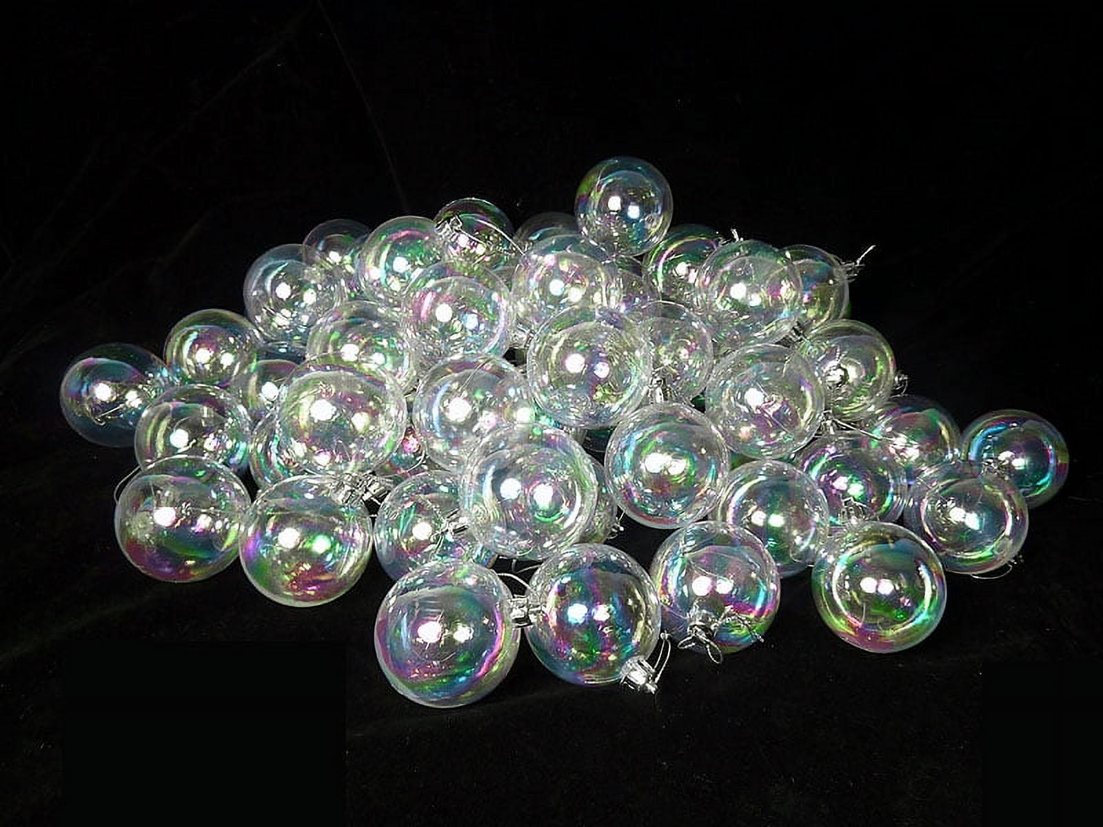 60ct Clear Iridescent Shatterproof Christmas Ball Ornaments 2.5" (60mm)