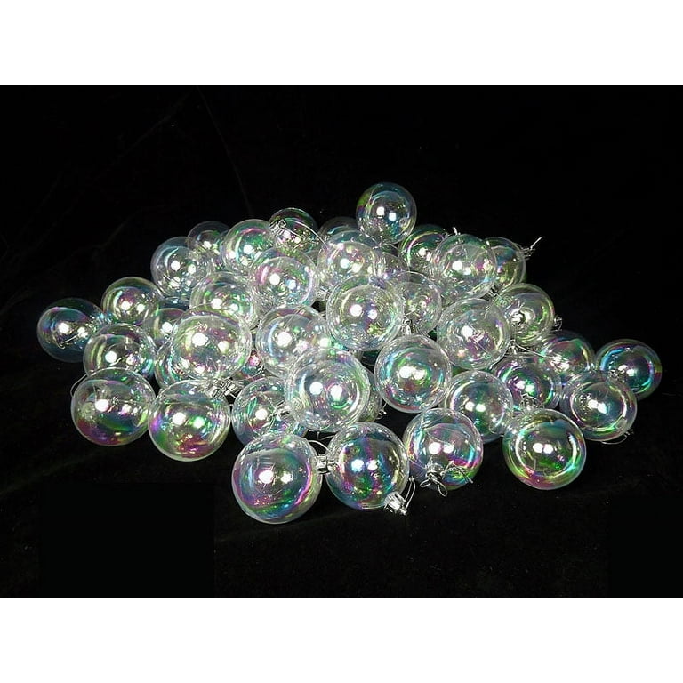 60mm Shatterproof Clear Iridescent Ball Ornaments, 12-Piece Set