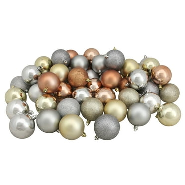 Northlight 60ct Shatterproof 3-Finish Christmas Ball Ornament Set 2.5" - Gold/Silver