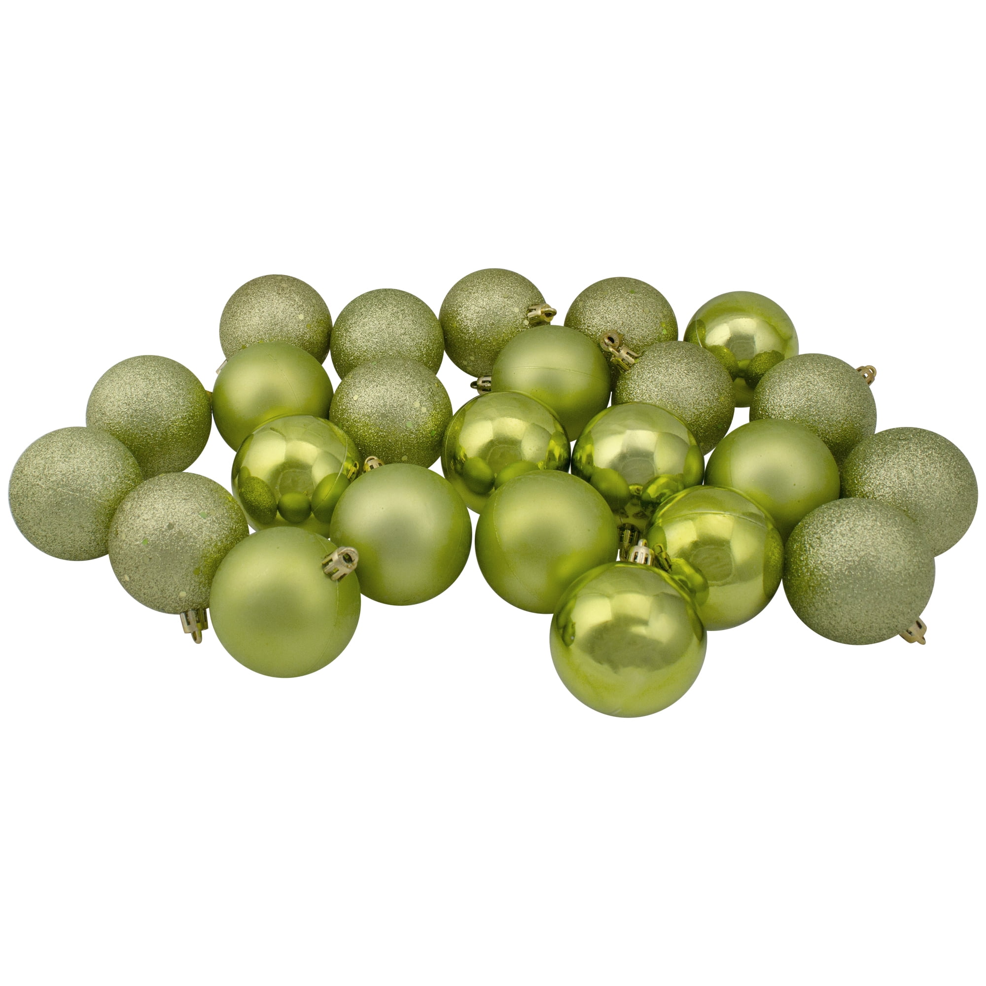 60ct Shatterproof Green Kiwi 4-Finish Christmas Ball Ornaments 2.5" (60mm)