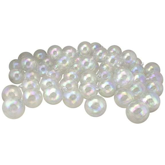Northlight Shatterproof Shiny Christmas Ball Ornaments - 2.5" (60mm) - Iridescent Clear - 60ct