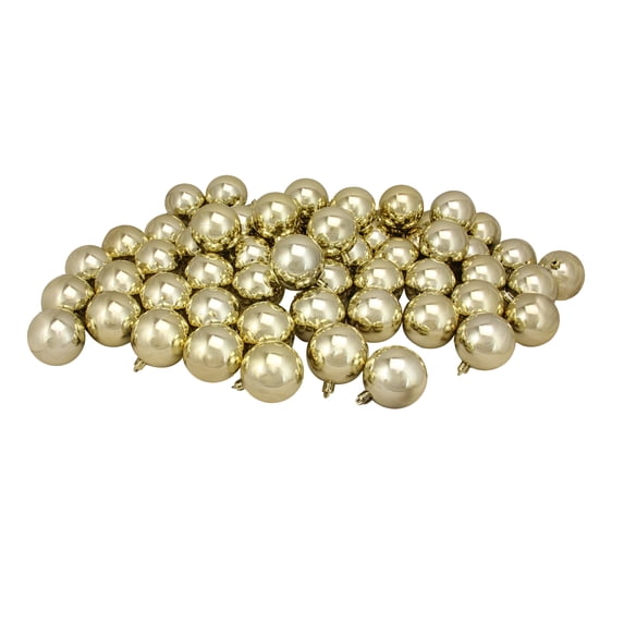 Northlight Shatterproof Shiny Christmas Ball Ornaments 2.5" (60mm) - Champagne Gold - 60ct