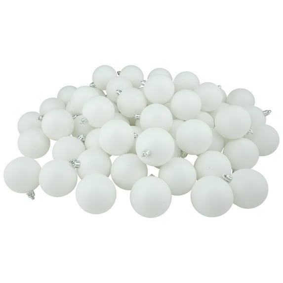Northlight 60ct Winter White Shatterproof Matte Christmas Ball Ornaments 2.5" (60mm)