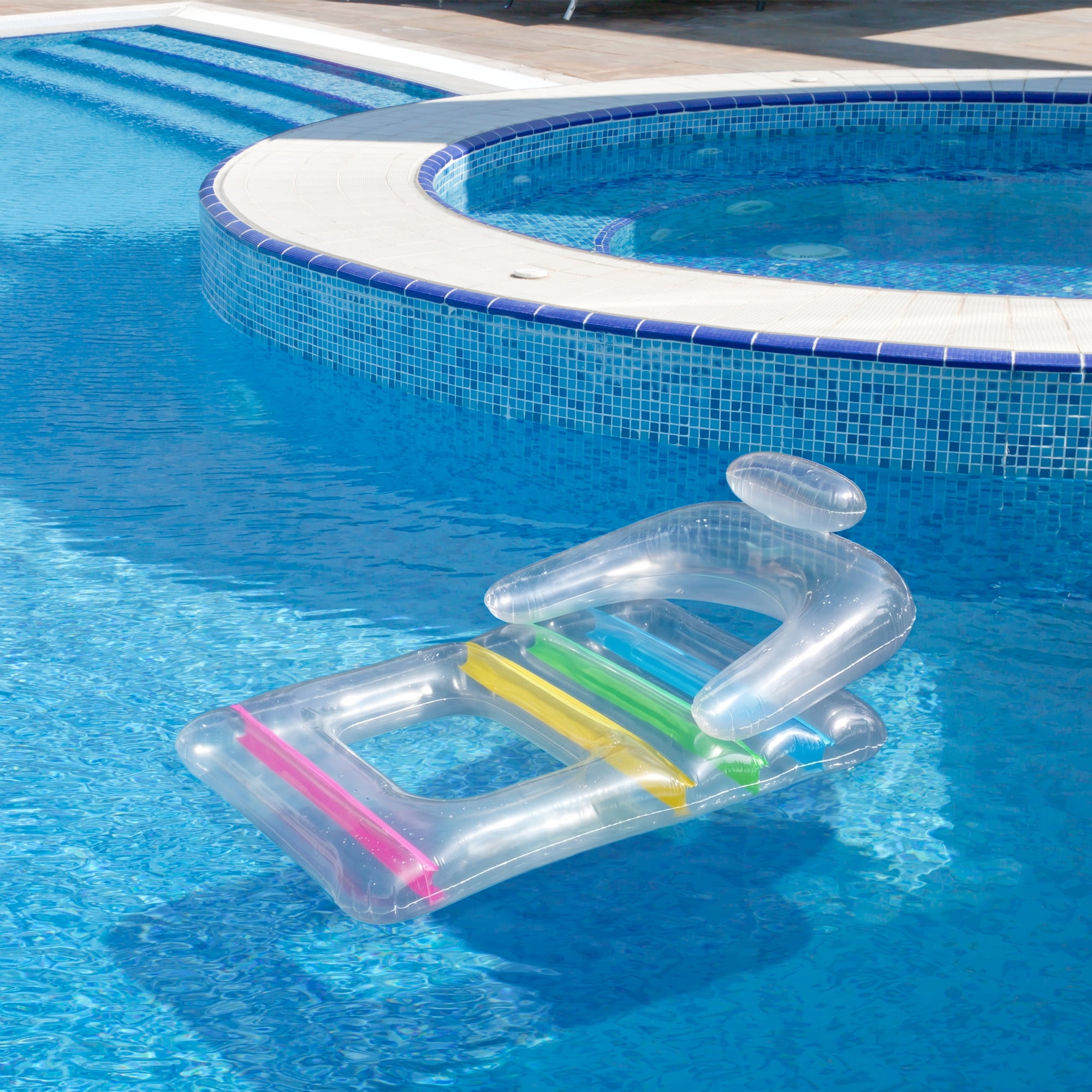 Northlight 62" Clear Inflatable Swimming Pool Float Lounger with Backrest