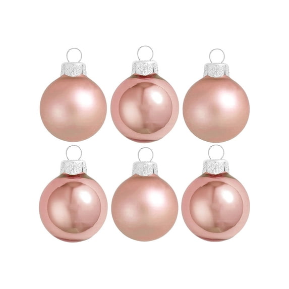6ct Matte and Pearl Blush Pink Glass Ball Christmas Ornaments 2.5" (65mm)