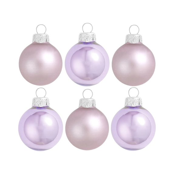 Northlight 6ct Matte and Pearl Lavender Purple Glass Ball Christmas Ornaments 2.5" (65mm)