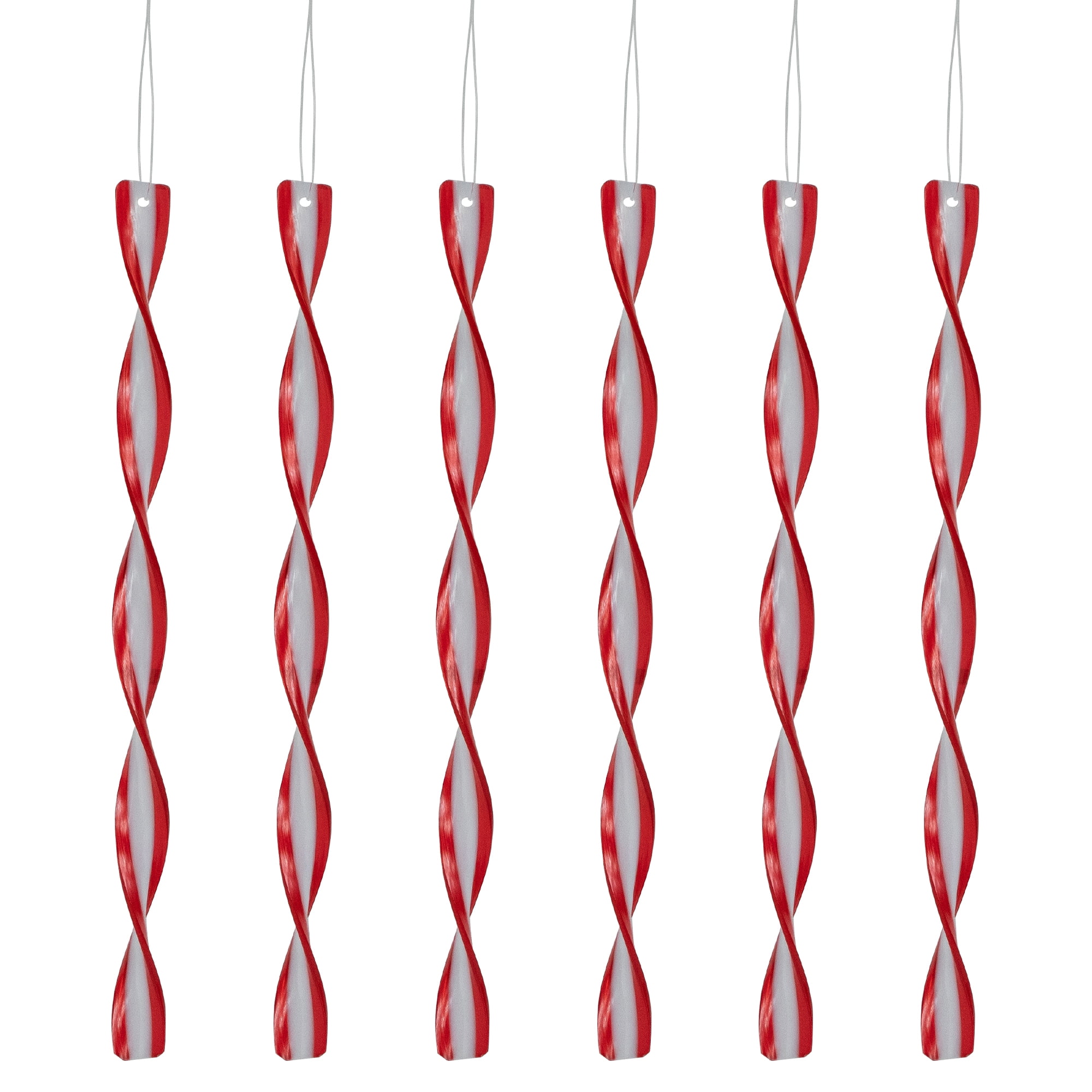 Northlight 6ct Red and White Candy Swirl Christmas Ornaments 8"