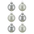 thumbnail image 1 of 6ct Shiny and Matte Silver Glass Ball Christmas Ornaments 2.5" (65mm), 1 of 1
