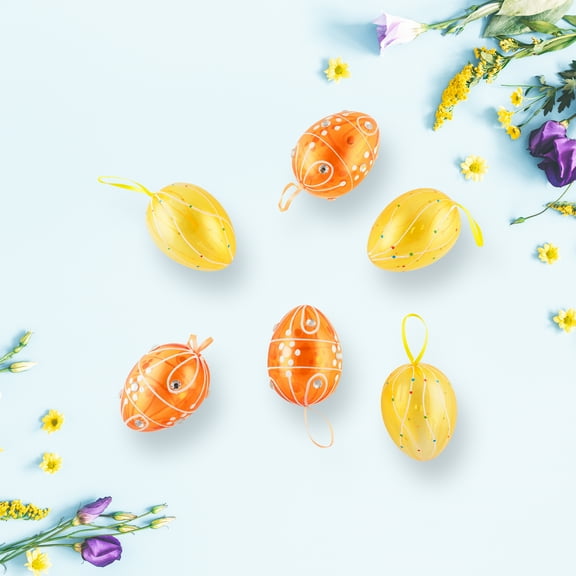 Northlight 6ct Transparent Glitter Gem Spring Easter Egg Ornaments 3.25" - Yellow/Orange