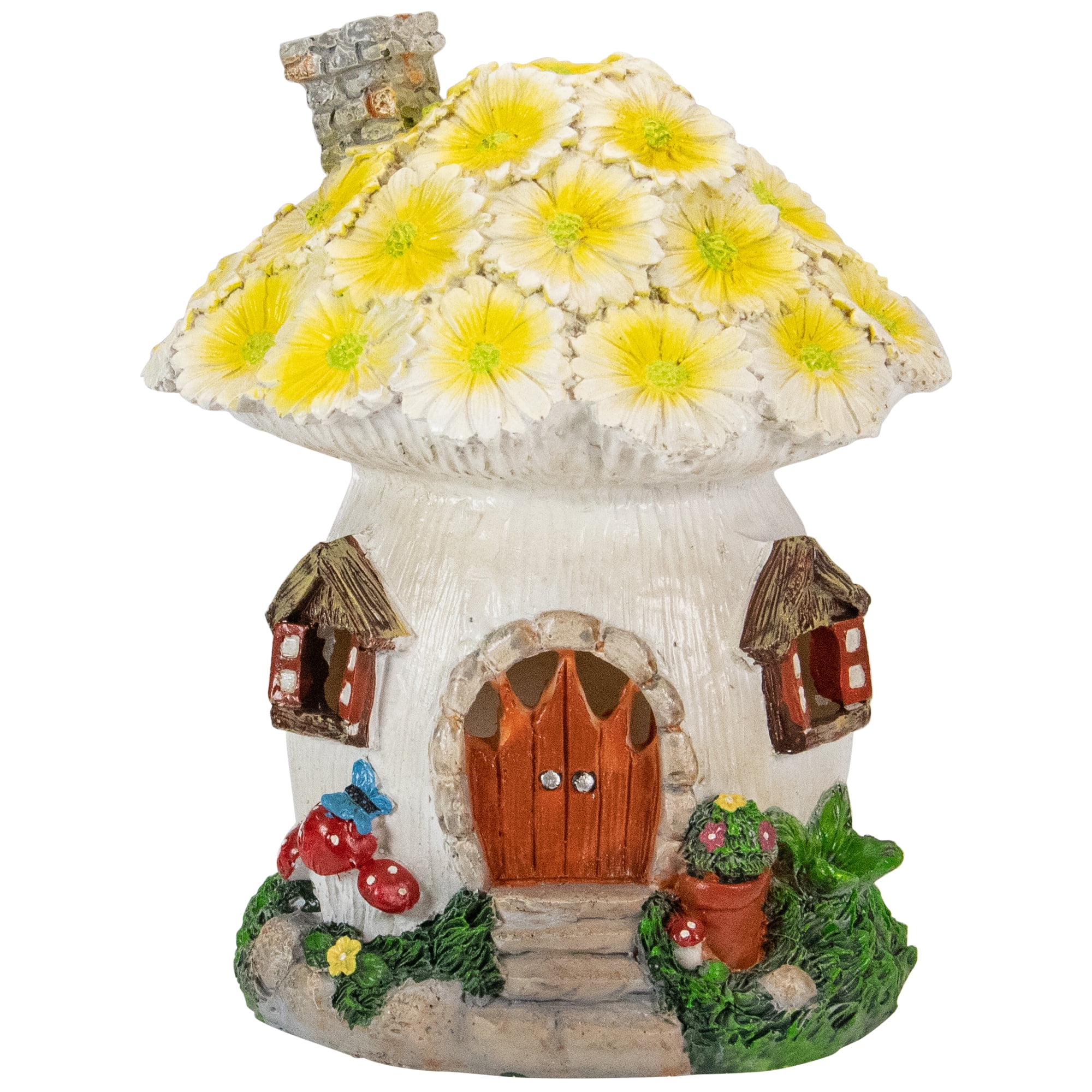Northlight 7.25" Solar Lighted Flower House Outdoor Garden Statue