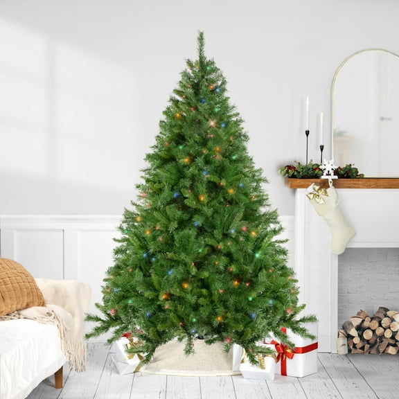 Northlight 7.5' Pre-Lit Chatham Pine Artificial Christmas Tree, Multi-Color Lights