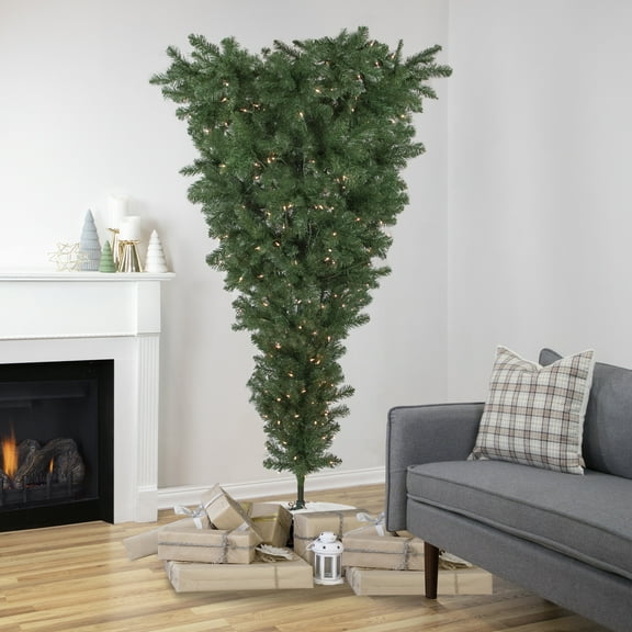 Northlight 7.5' Prelit Artificial Christmas Tree Upside Down Spruce - Clear Lights