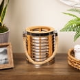 thumbnail image 1 of Northlight Rattan Glass Candle Lantern with Jute Handle - 7.5", 1 of 10