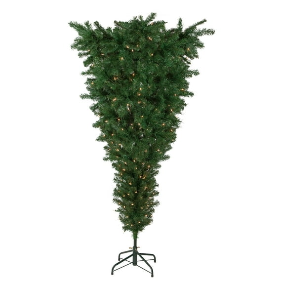 Northlight 7.5ft Artificial Green Upside Down Spruce Pre-Lit Medium Christmas Tree