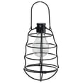 thumbnail image 1 of Northlight 7.75" Black Rippled Solar Powered LED Decorative Outdoor Metal Patio Lantern, 1 of 4