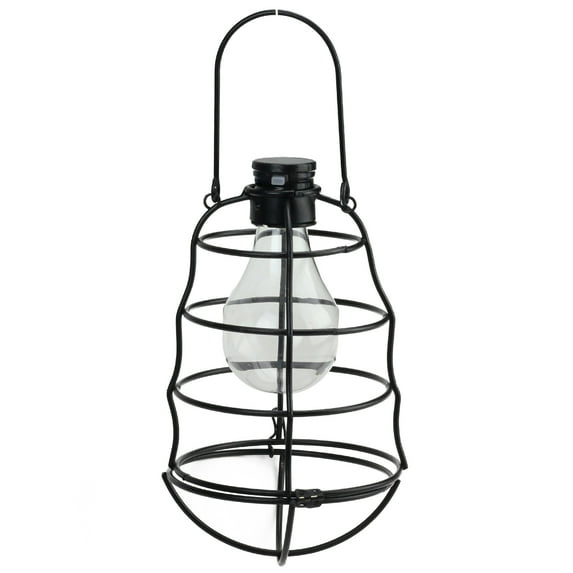 Northlight 7.75" Black Rippled Solar Powered LED Decorative Outdoor Metal Patio Lantern