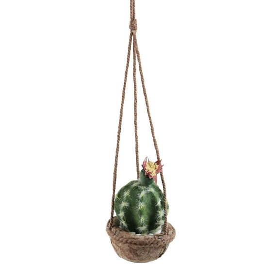 Northlight 7" Flowering Cactus Artificial Hanging Potted Plant - Green/Brown