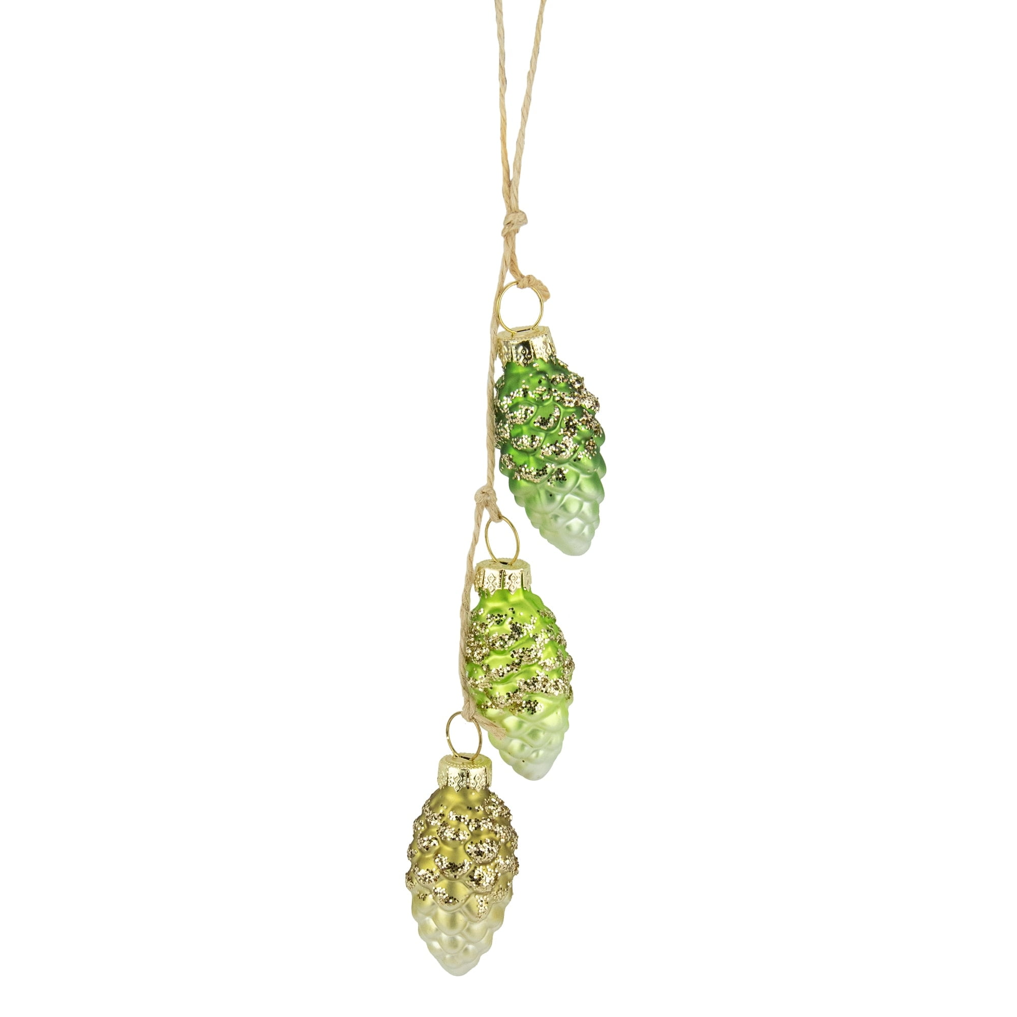 Northlight Dangling Pinecone Multi-color Glass Christmas Decorative Accent Ornaments, 3 Count (7")