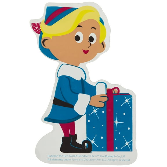 Northlight 7" Hermey with Christmas Present Double Sided Gel Window Cling Decoration