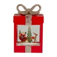 thumbnail image 1 of Northlight 7" Lighted Red Gift Box Christmas Snow Globe with Santa and Reindeer, 1 of 5