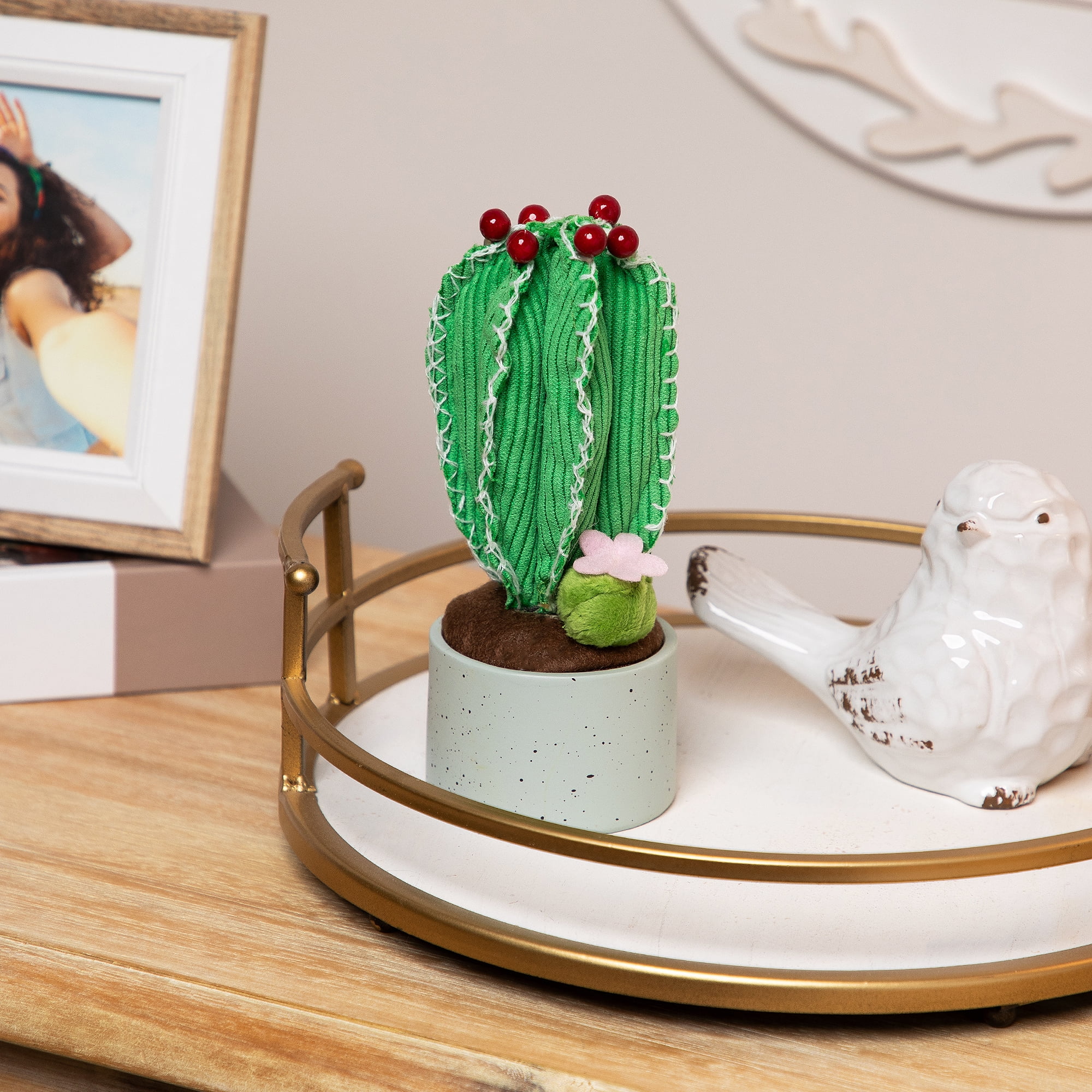 Southwestern Charm 7" Silk Cactus in Gray Plastic Pot