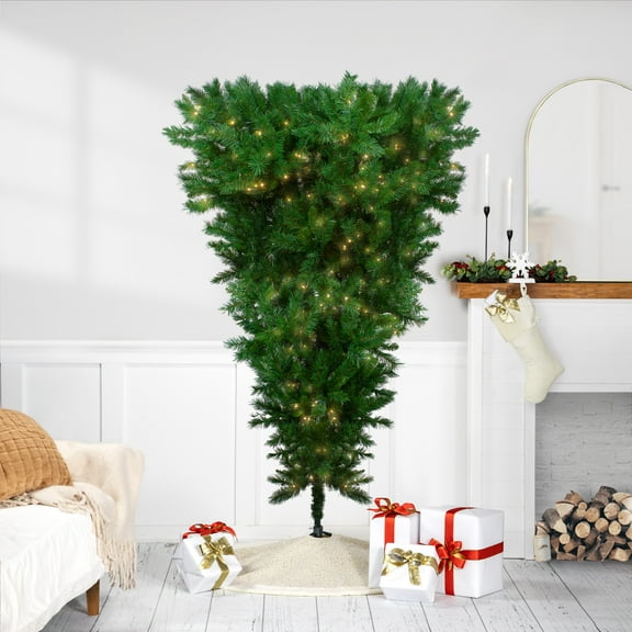 Northlight 7' Prelit Artificial Christmas Tree LED Sugar Pine Upside Down - Clear Lights