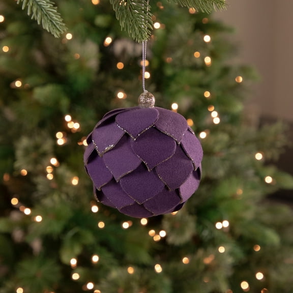 Northlight 7" Purple Flower Glitter Petal Shatterproof Ball Christmas Ornament