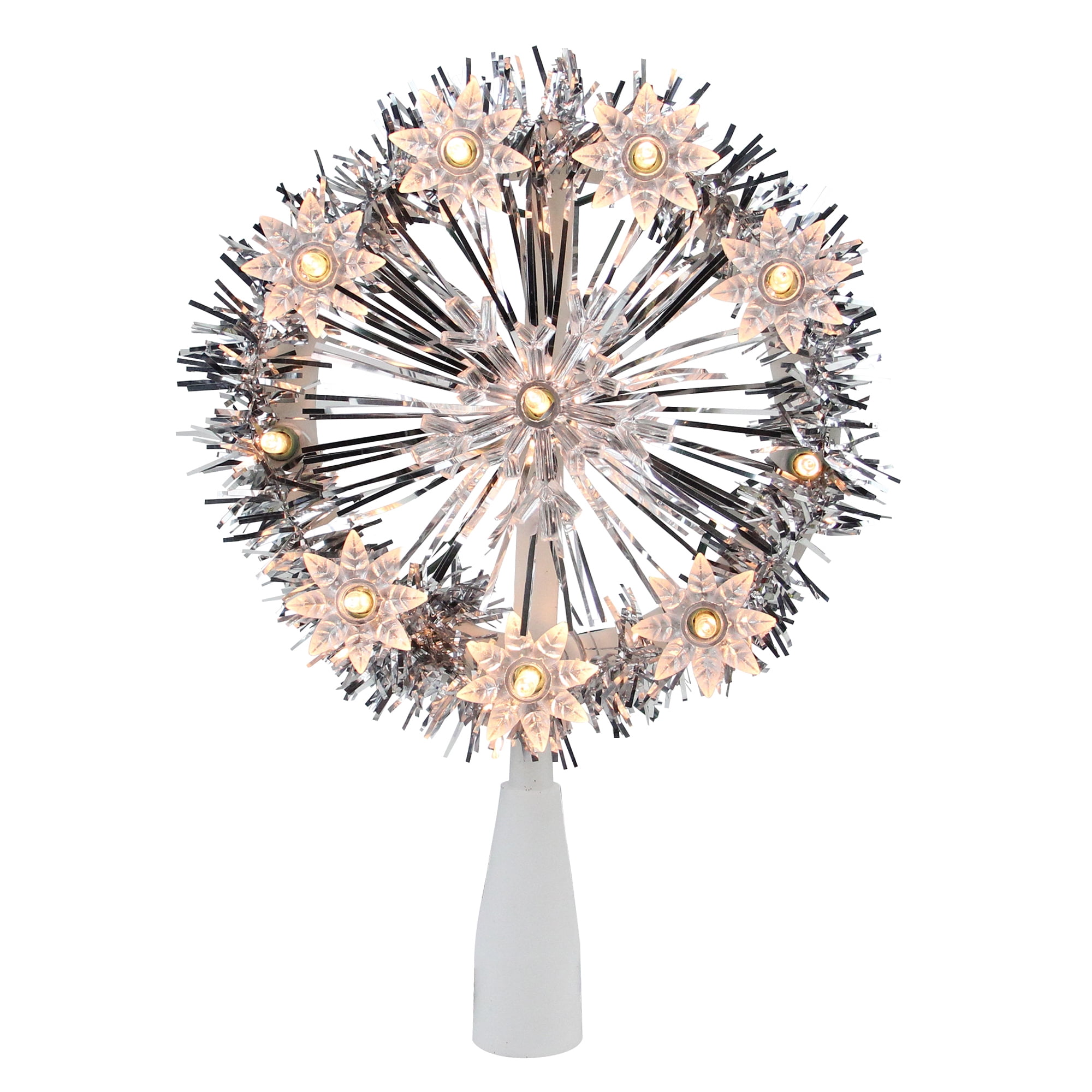 Northlight 7" Silver Pre-Lit Snowflake Starburst Christmas Tree Topper ...