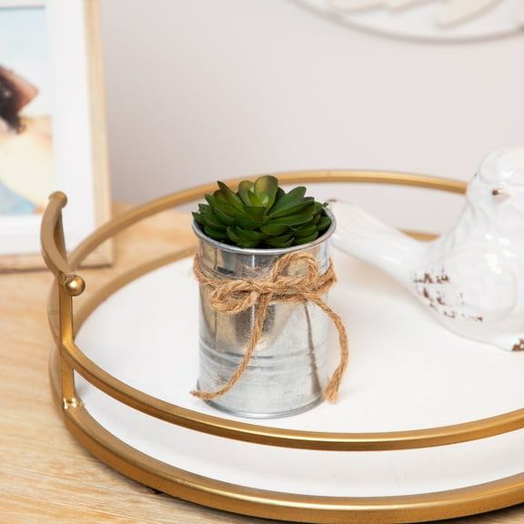 Northlight 7" Sprouting Rose Succulent Artificial Potted Plant - Green/Silver