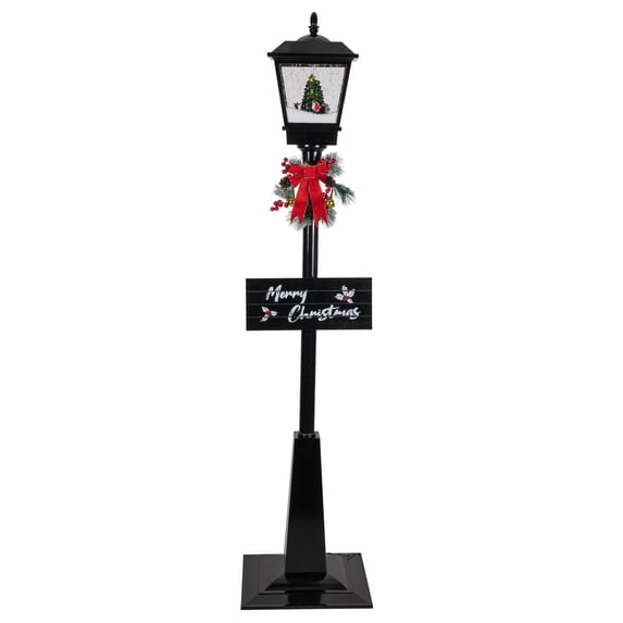 Northlight 70.75" Lighted Musical Snowing Santa and Friends Christmas Street Lamp